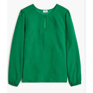 J. Crew Keyhole Long Sleeve Blouse Green Size XXS Petite NEW